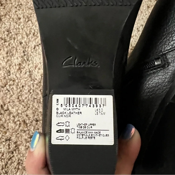 Clarks Womens Mila Myth Black Leather Ankle Boots, Size 7.5 - Picture 7 of 12